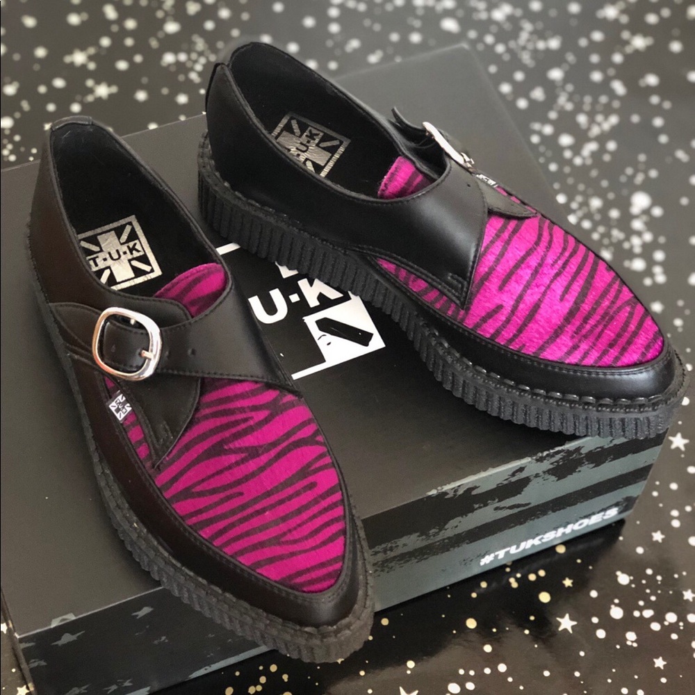 Vegan Zebra Print Pointed Buckle Creeped